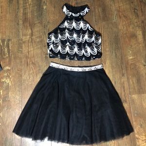 black dress with shiny top